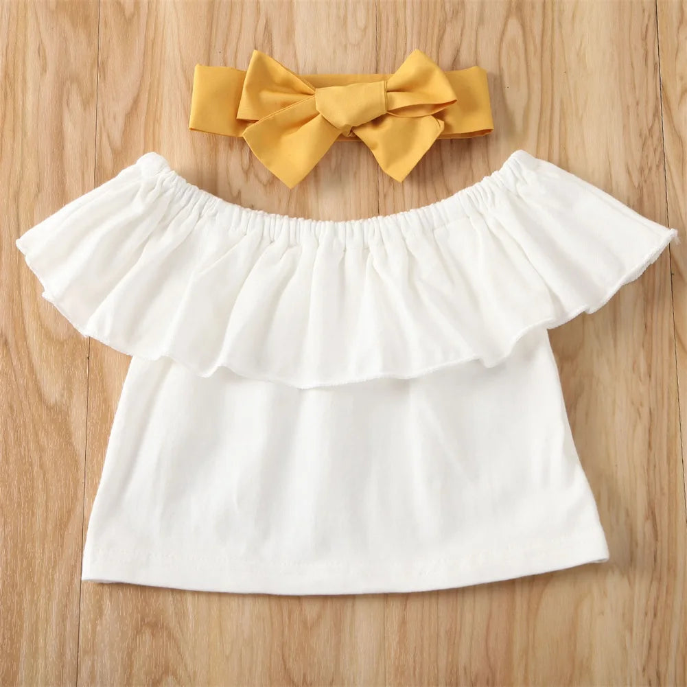 Toddler Kids Baby Girls Off Shoulder Ruffle