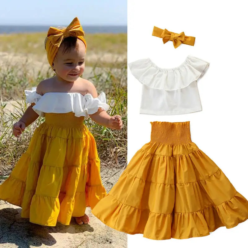 Toddler Kids Baby Girls Off Shoulder Ruffle