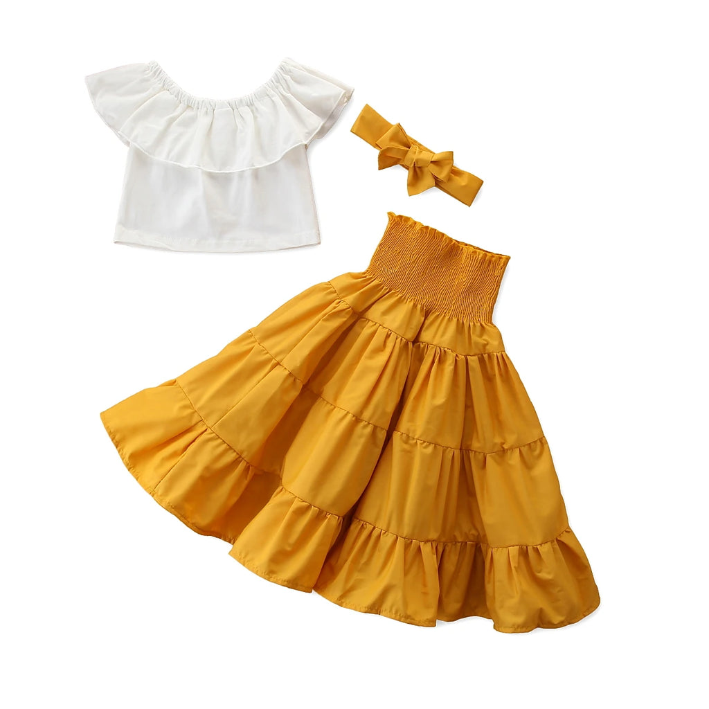Toddler Kids Baby Girls Off Shoulder Ruffle