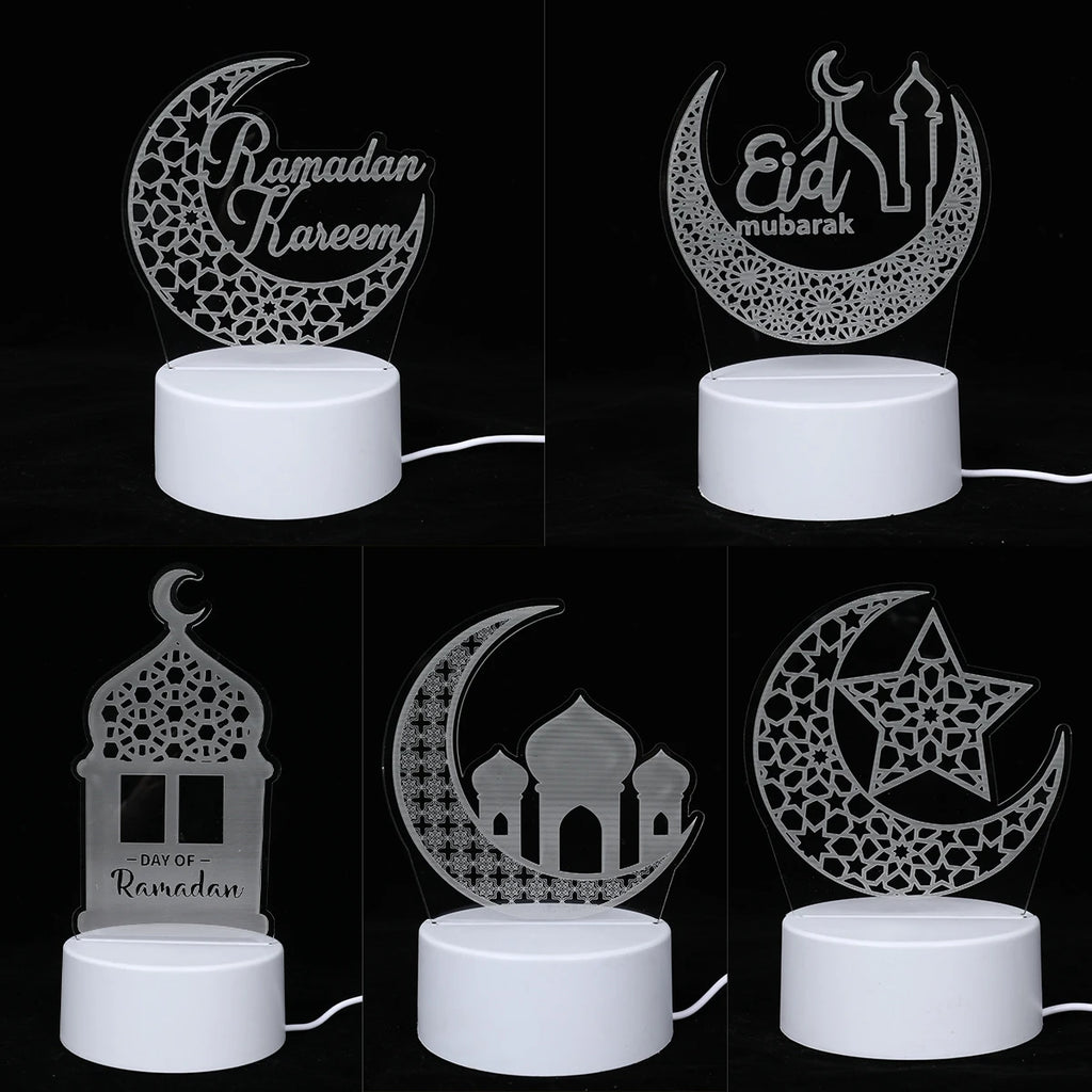 Eid Mubarak 3D Led Lamp Ramadan Night Light Led Moon