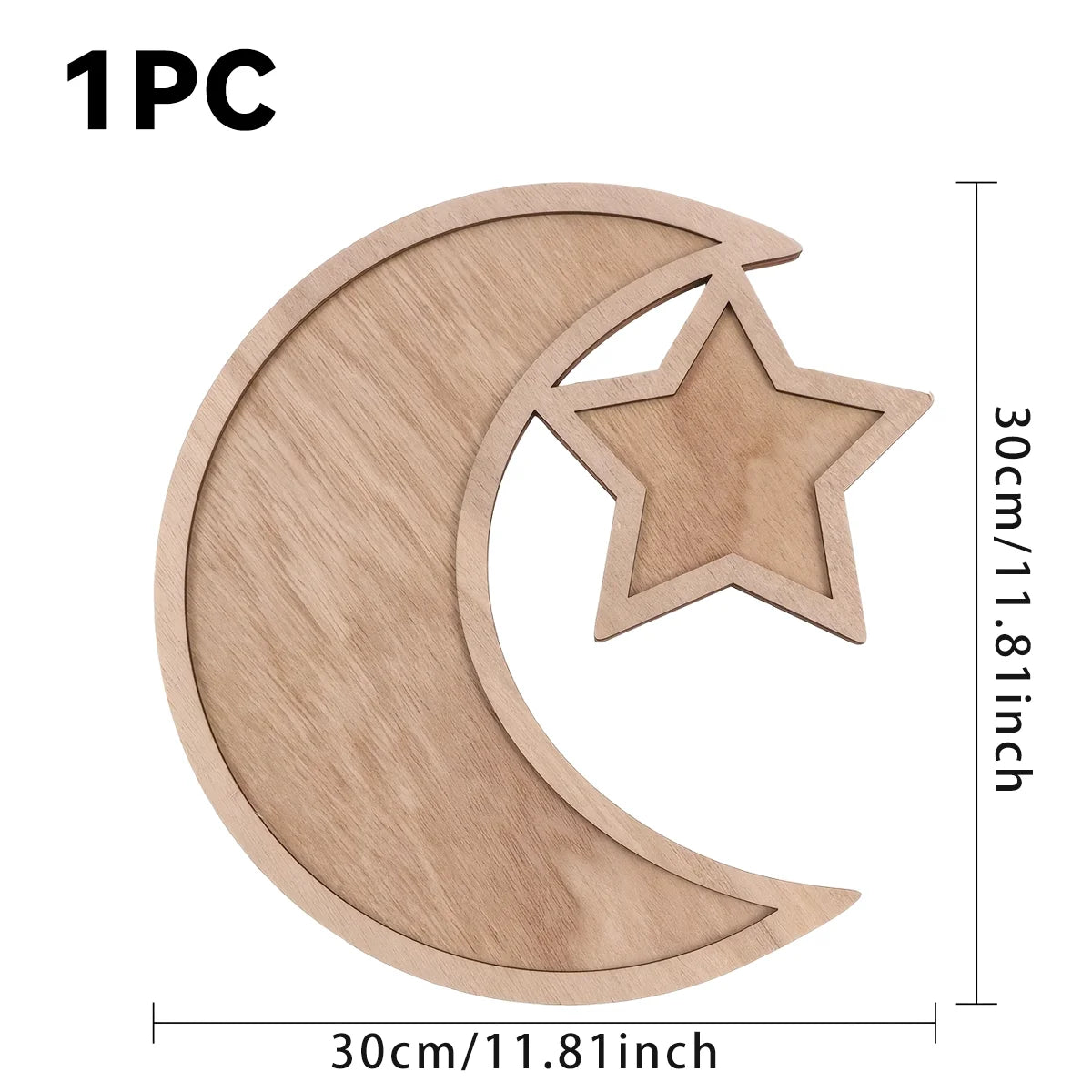 Ramadan Wooden Moon Star Tray Dessert