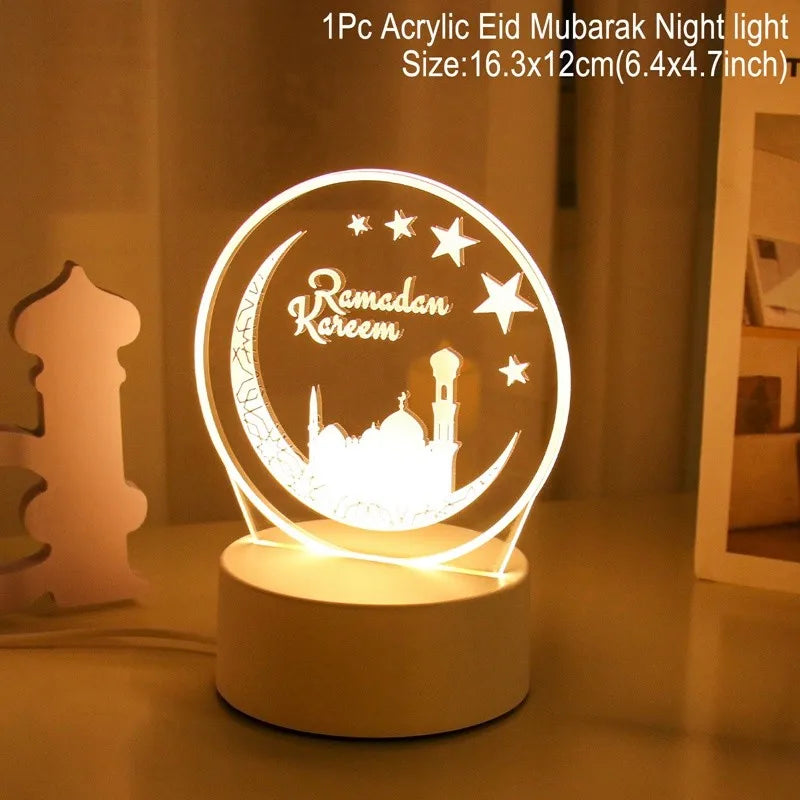 Eid Mubarak 3D Led Lamp Ramadan Night Light Led Moon