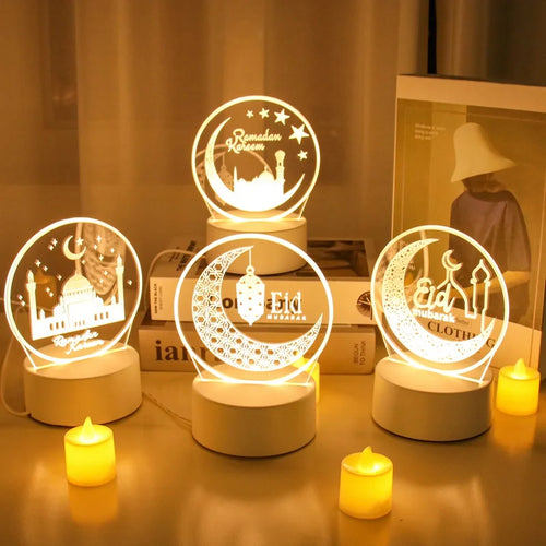 Eid Mubarak 3D Led Lamp Ramadan Night Light Led Moon