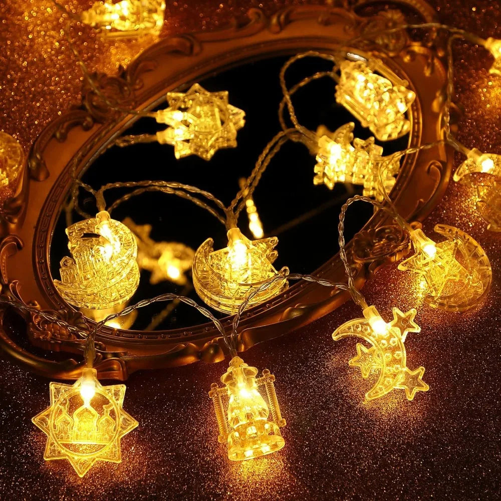 Ramadan Decorations 2026 Moon Star Castle LED String Lights