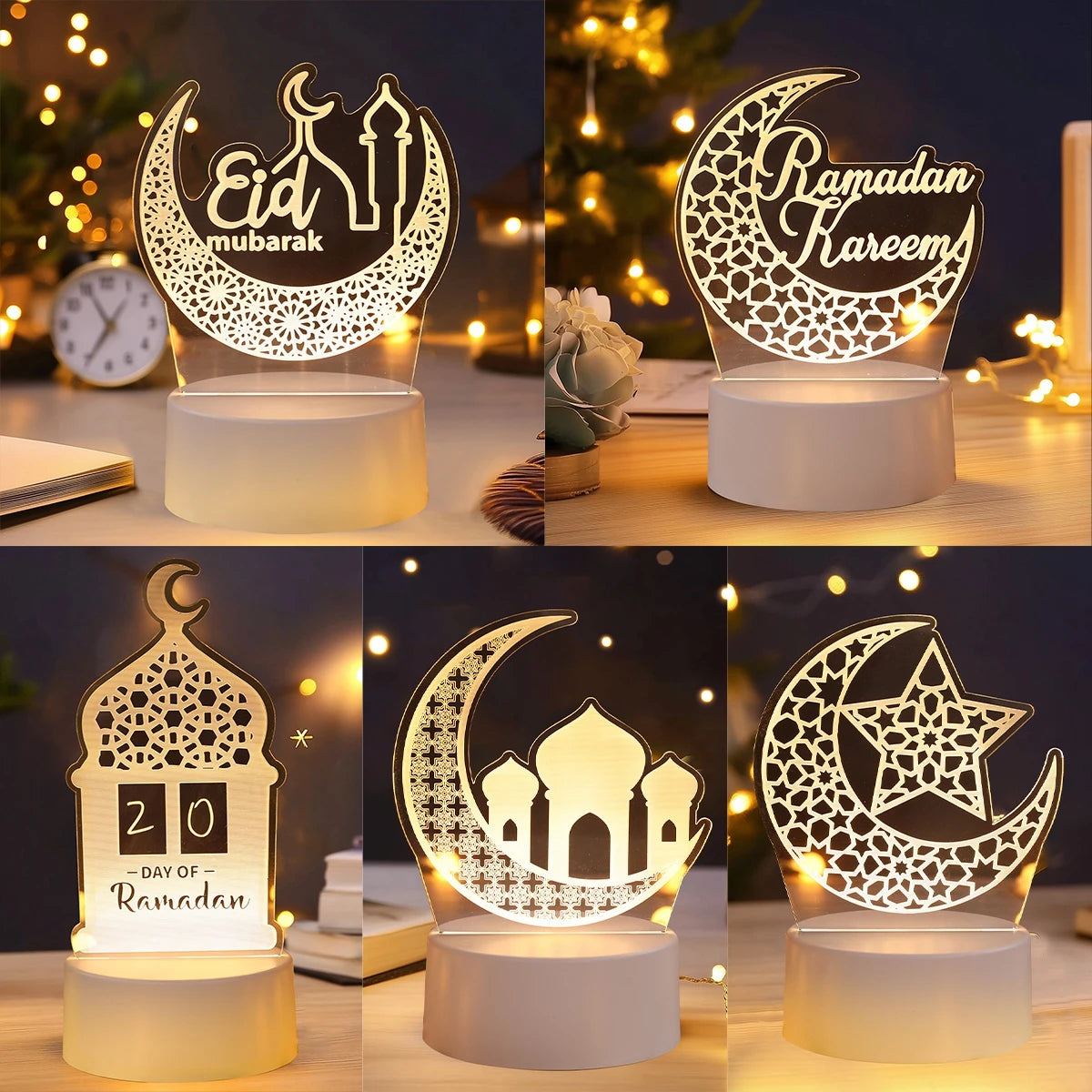 Eid Mubarak 3D Led Lamp Ramadan Night Light Led Moon
