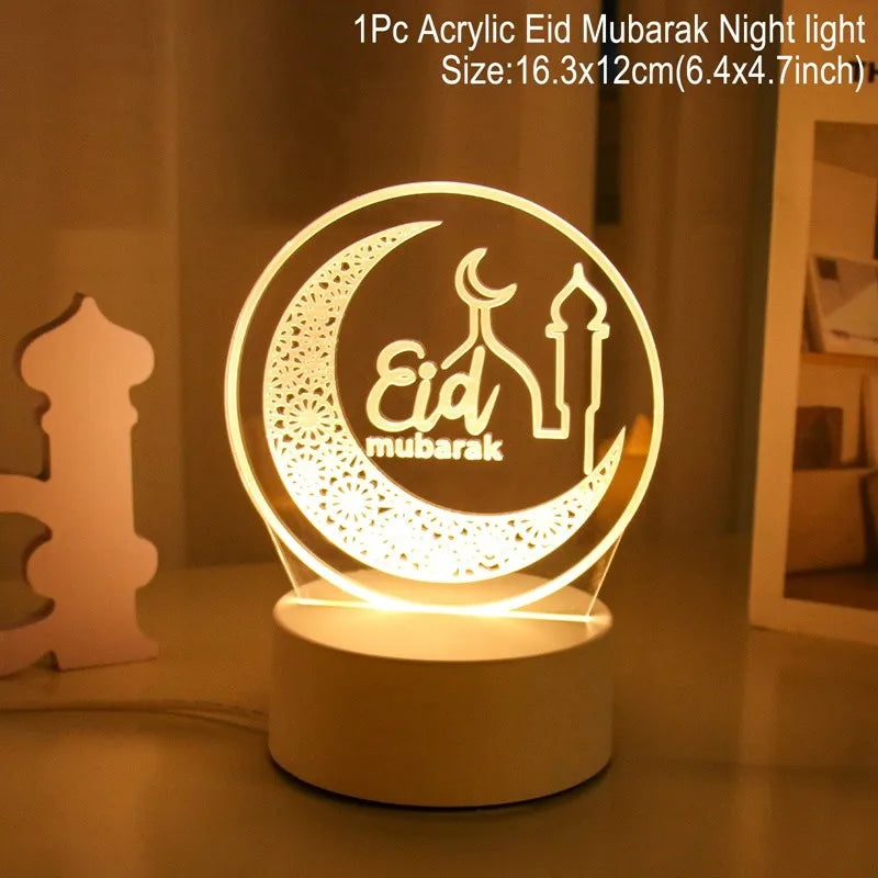 Eid Mubarak 3D Led Lamp Ramadan Night Light Led Moon