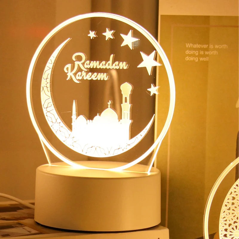 Eid Mubarak 3D Led Lamp Ramadan Night Light Led Moon