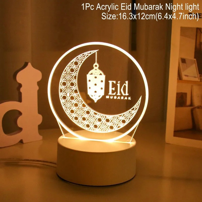 Eid Mubarak 3D Led Lamp Ramadan Night Light Led Moon