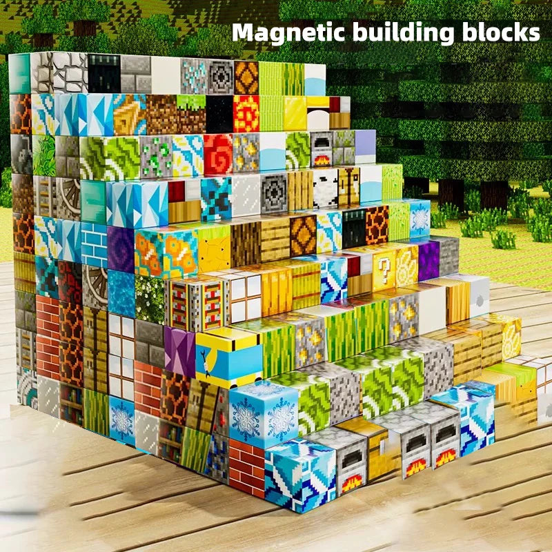 Magnetic building block toy storage box set