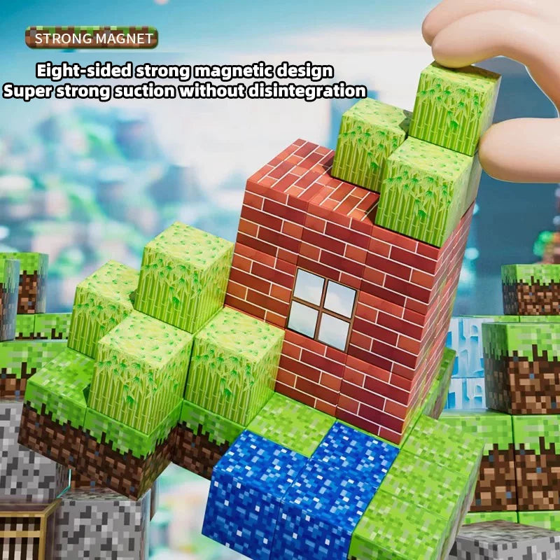 Magnetic building block toy storage box set