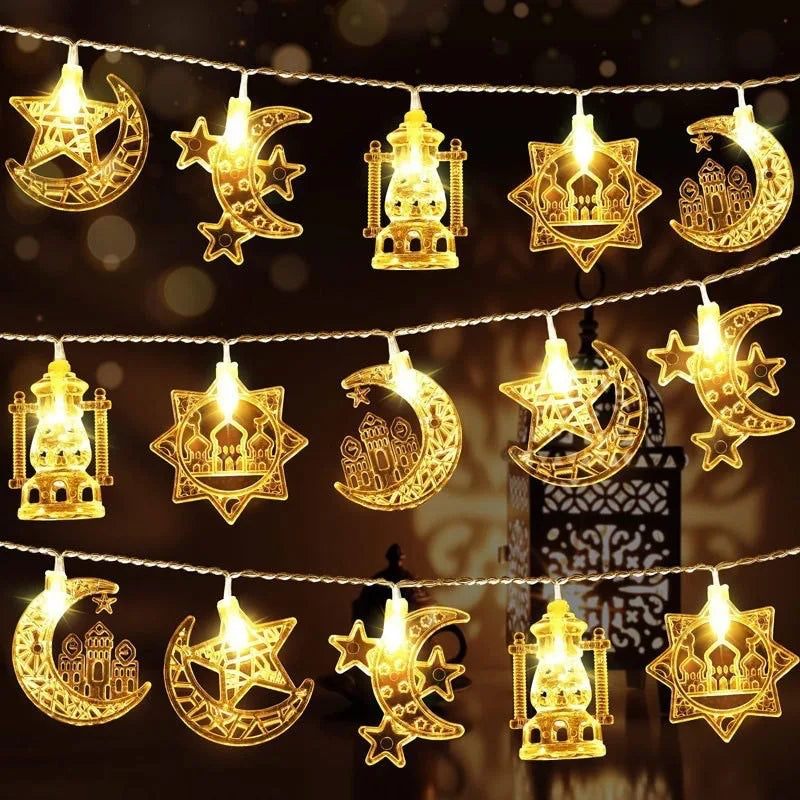 Ramadan Decorations 2026 Moon Star Castle LED String Lights