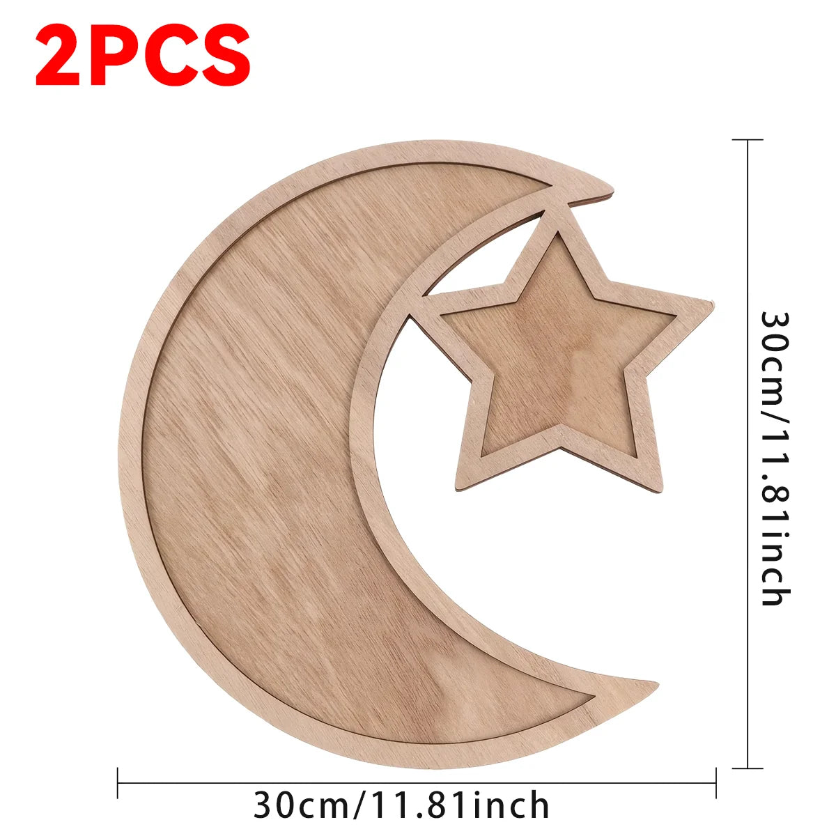 Ramadan Wooden Moon Star Tray Dessert