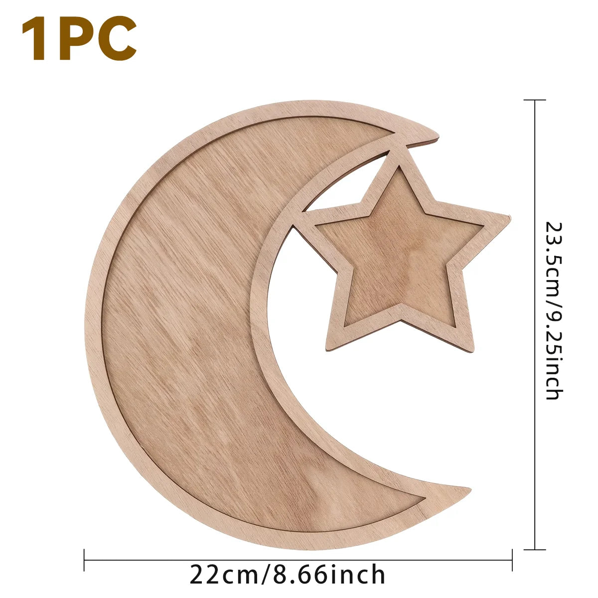Ramadan Wooden Moon Star Tray Dessert